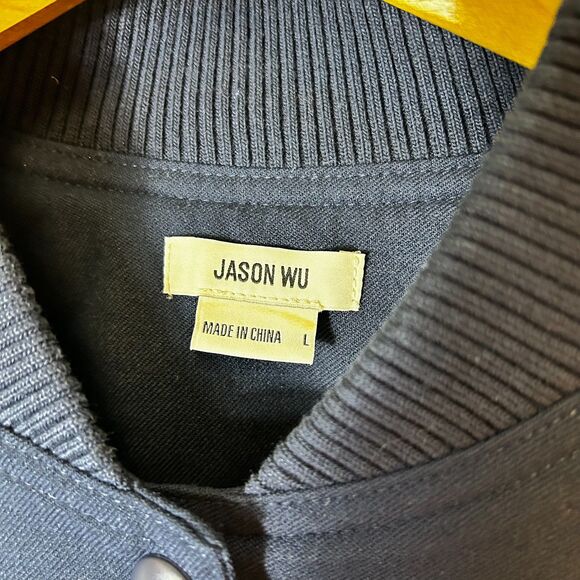 Jason Wu NWOT Women's Navy Snap Front Flap Pocket Bomber Style Jacket Size L - Picture 4 of 15